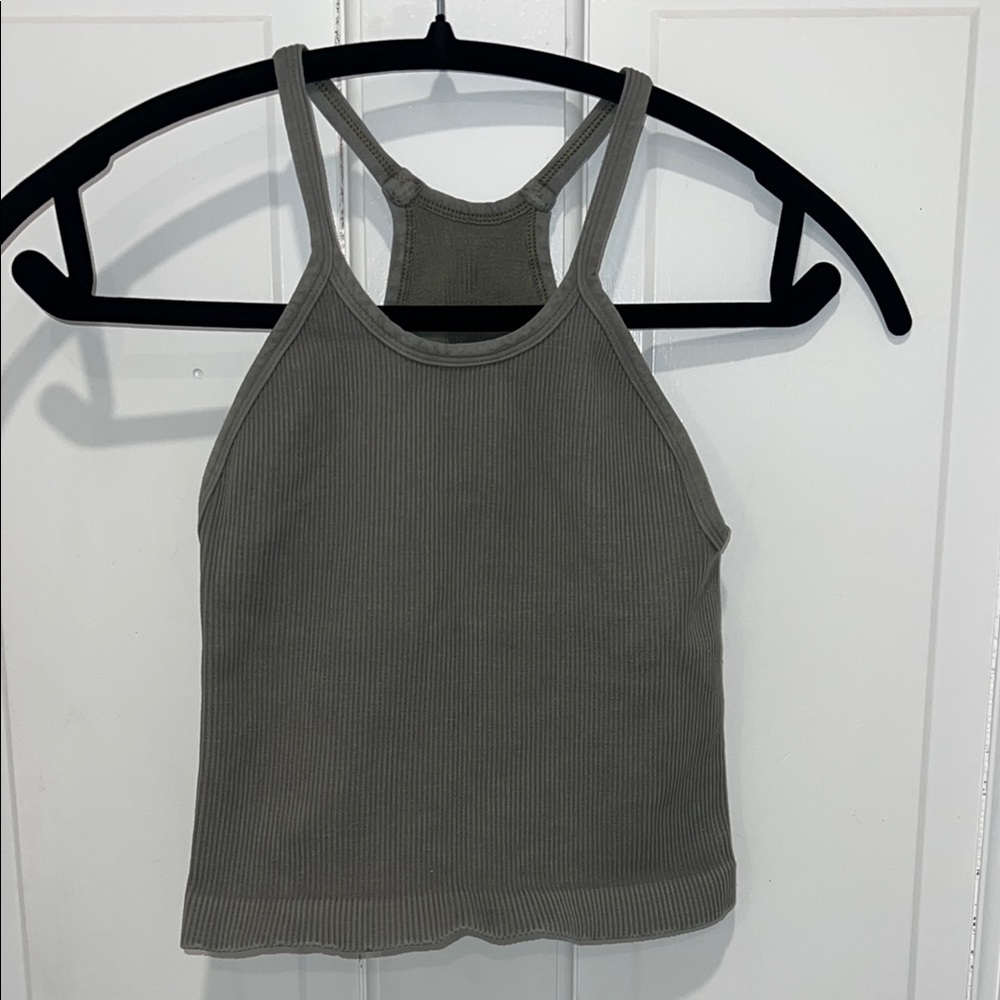 Free People Ribbed Olive Green Tank Top